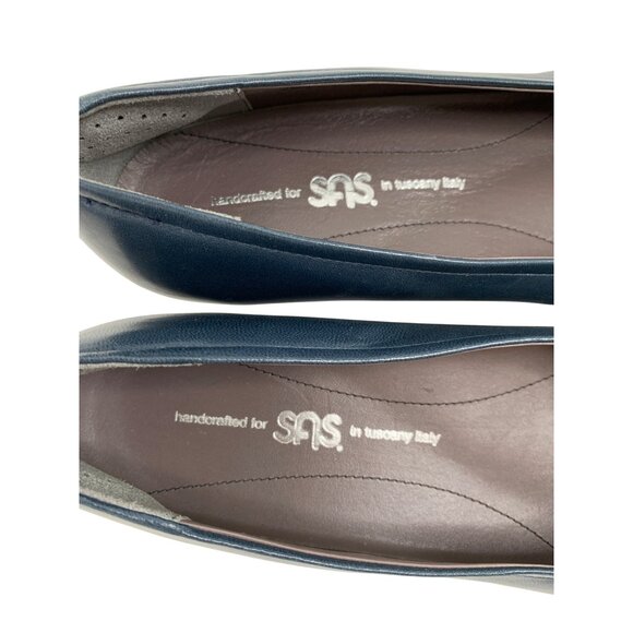 SAS Lucia Womens Leather Slip-On Low Heels Size 8M Blue Italy Z10671 Comfort - Picture 3 of 10